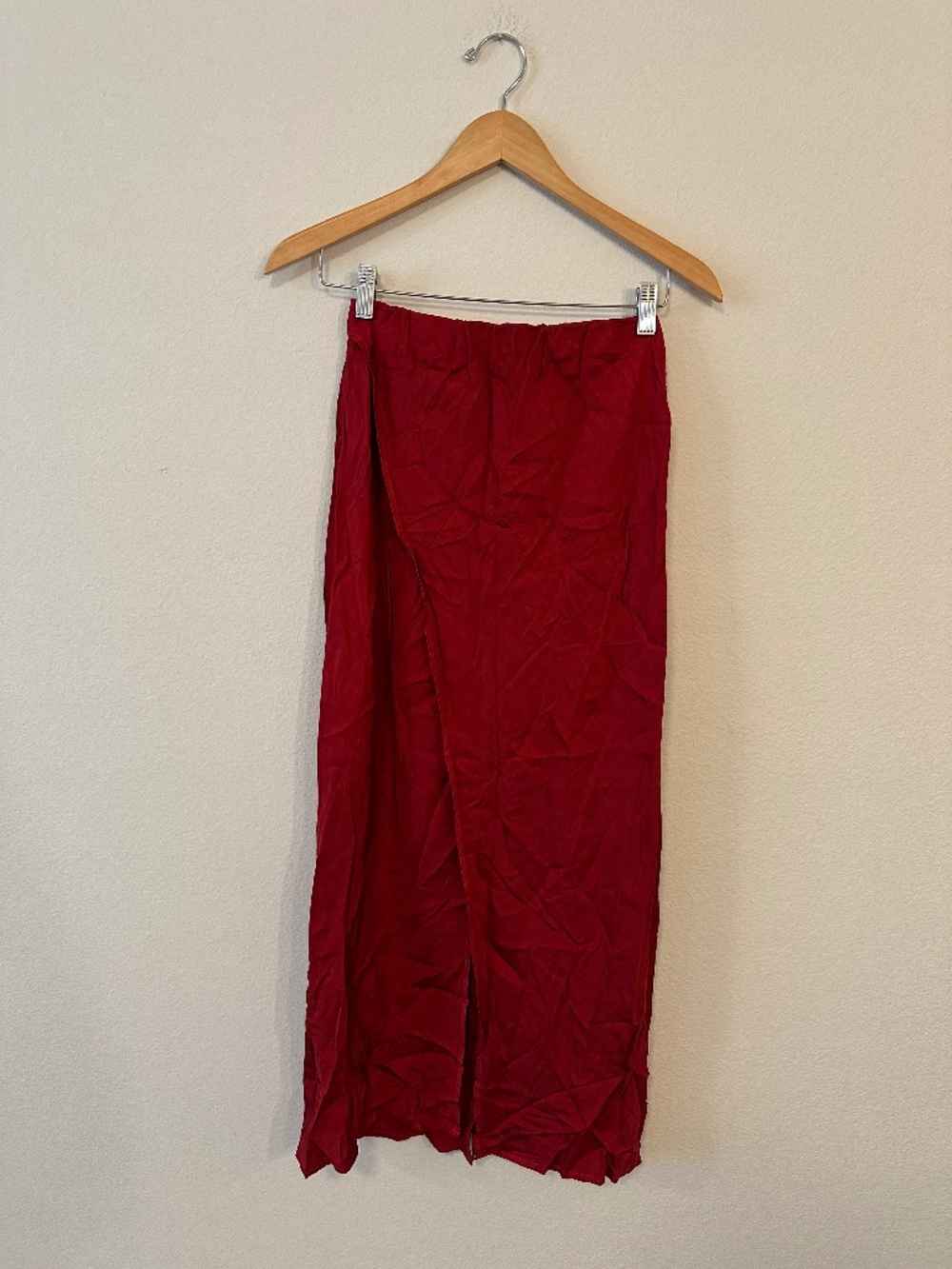 Stateside Burgundy Red Pull-On Maxi Skirt Elastic Waist USA Made S